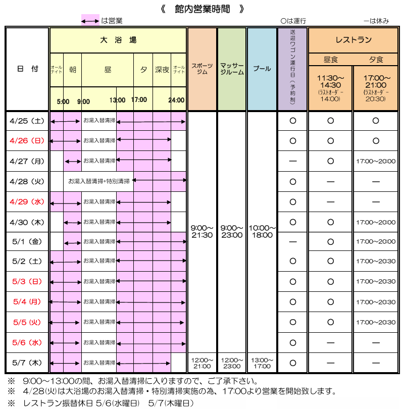 ゴールデンウィーク営業時間 ゴールデンウィーク営業時間